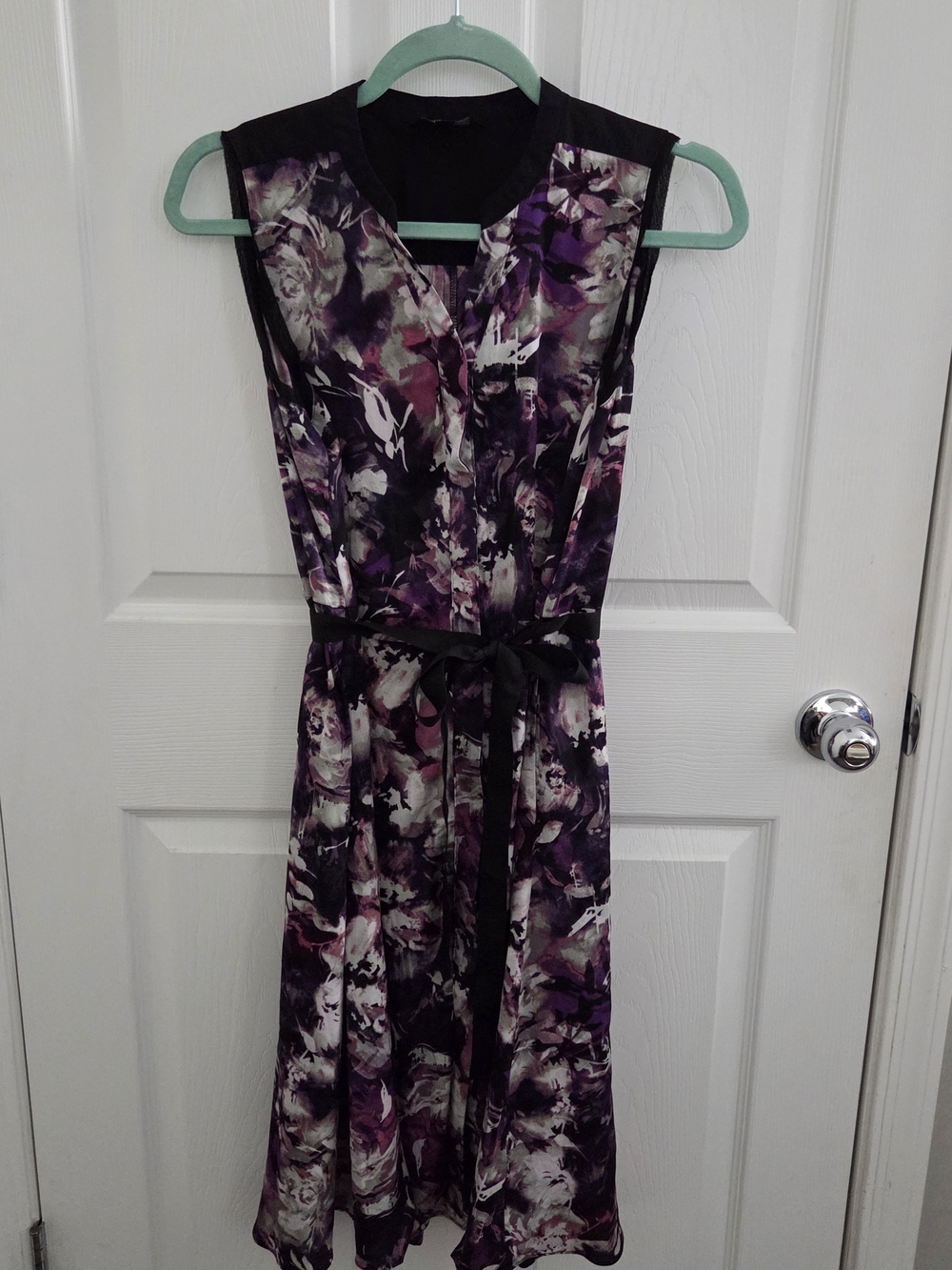 Simply Vera Vera Wang Purple Floral Tie-Waist Midi Dress